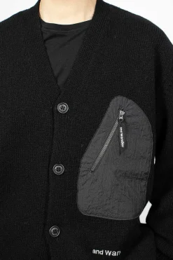 and wander Shetland Wool Cardigan Black| Knitwear