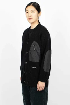 and wander Shetland Wool Cardigan Black| Outerwear