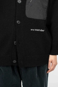 and wander Shetland Wool Cardigan Black| Outerwear