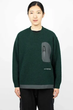 and wander Shetland Wool Jumper Green| Knitwear