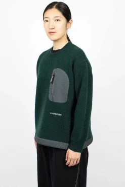 and wander Shetland Wool Jumper Green| Knitwear