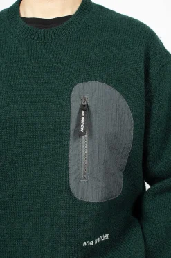 and wander Shetland Wool Jumper Green| Knitwear