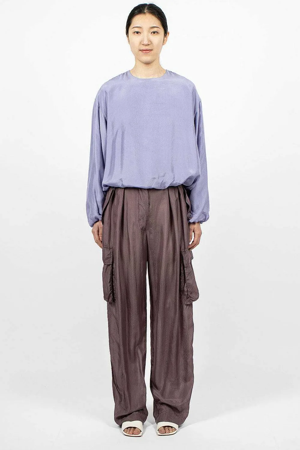 Dries Van Noten Silk Cargo Pants Brown| Trousers