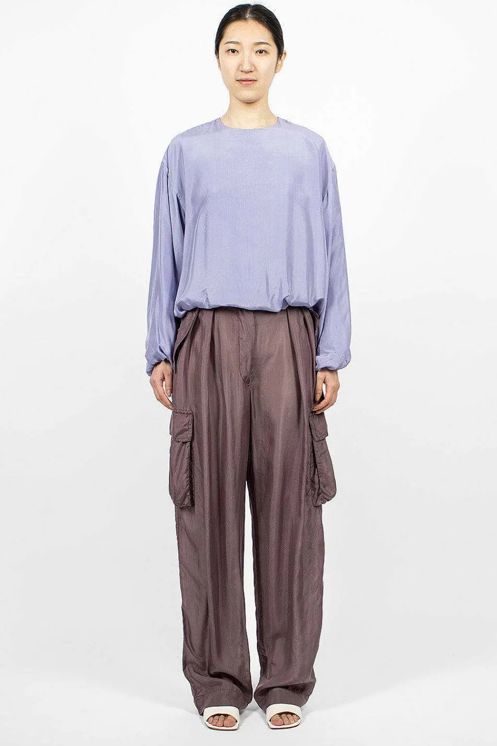 Dries Van Noten Silk Cargo Pants Brown| Trousers