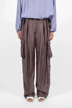 Dries Van Noten Silk Cargo Pants Brown| Trousers