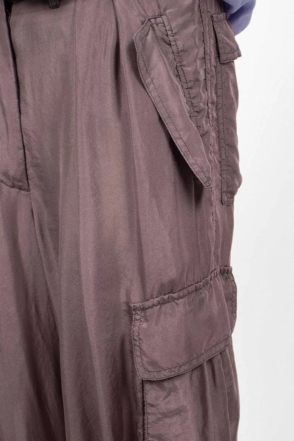 Dries Van Noten Silk Cargo Pants Brown| Trousers