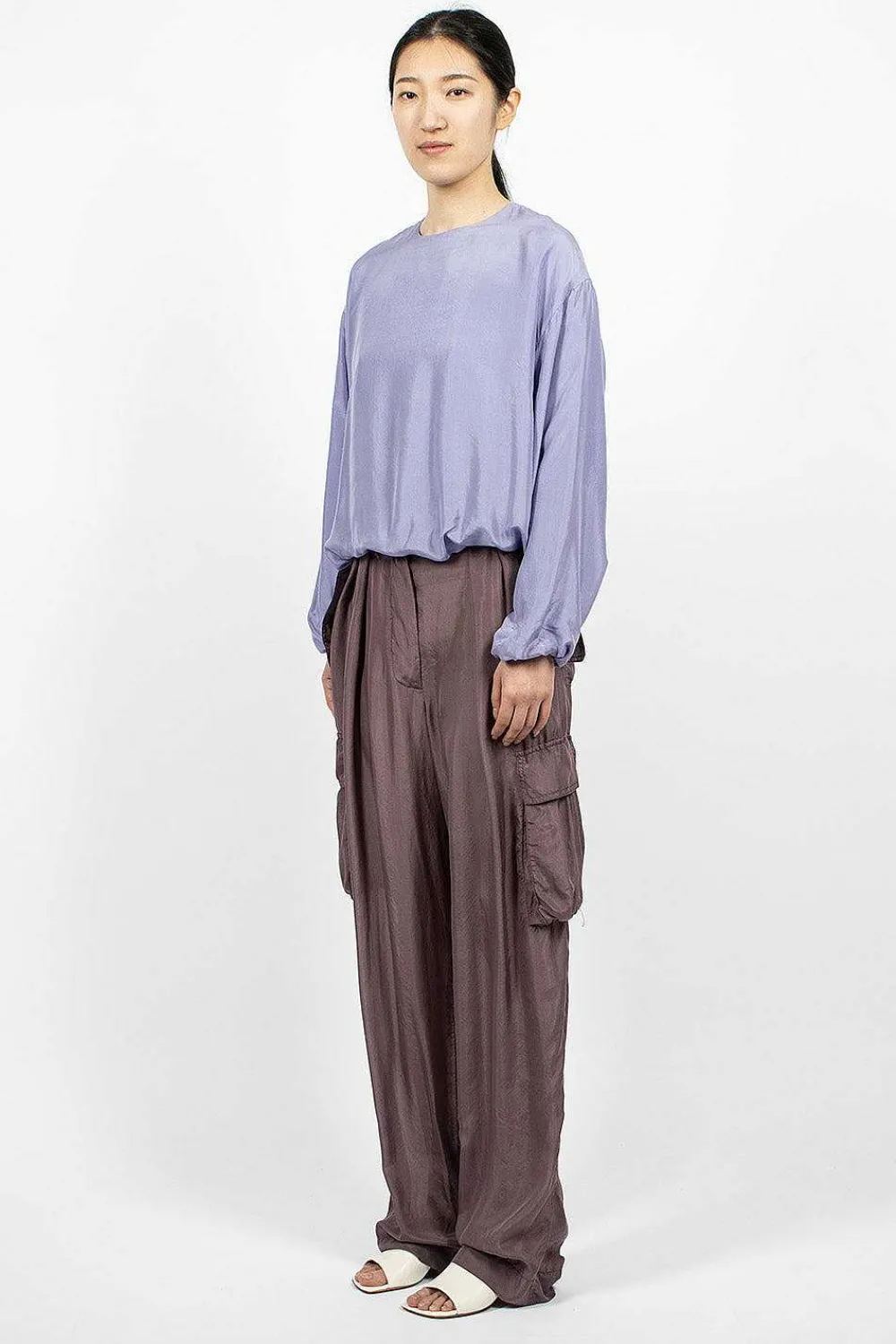 Dries Van Noten Silk Cargo Pants Brown| Trousers