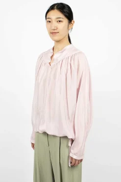 Dries Van Noten Silk Drawstring Blouse Blush| Tops