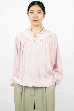 Dries Van Noten Silk Drawstring Blouse Blush| Tops