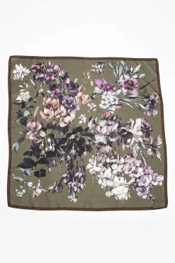 Dries Van Noten Silk Scarf Khaki Floral| Scarves & Gloves
