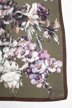 Dries Van Noten Silk Scarf Khaki Floral| Scarves & Gloves