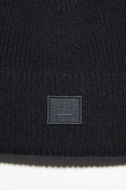Acne Studios Small Ribbed Beanie Black| Hats