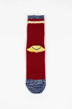 Kapital Soft Smiley Sock Red| Tights & Socks