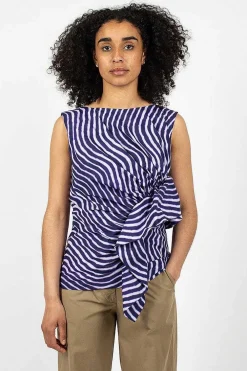 Dries Van Noten Spiral Top Purple Print| Tops