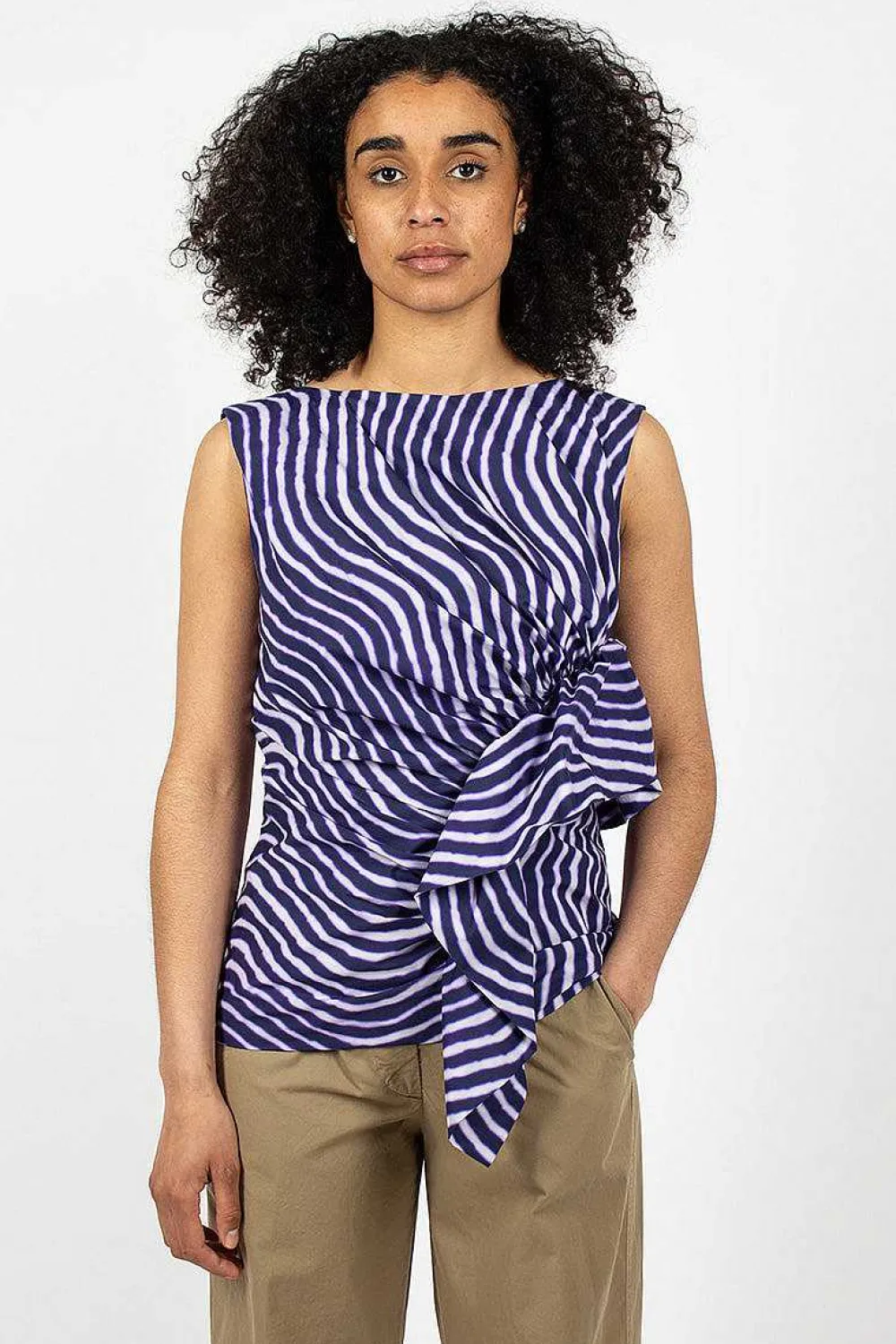 Dries Van Noten Spiral Top Purple Print| Tops