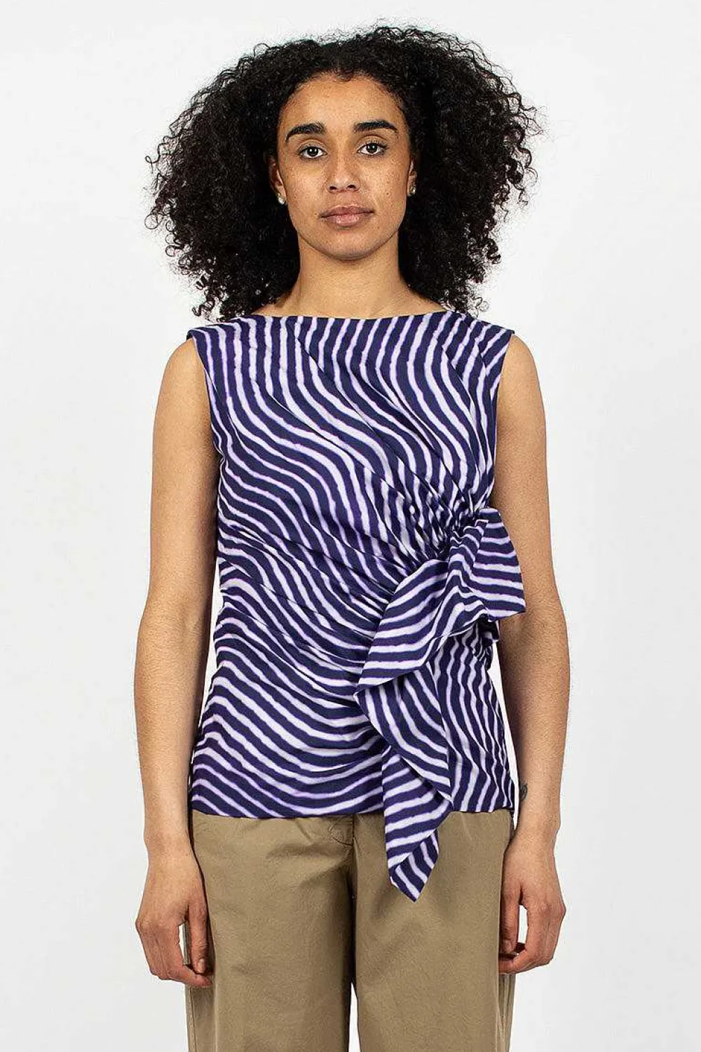 Dries Van Noten Spiral Top Purple Print| Tops