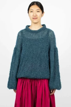 Casey Casey Stitch Crewneck Teal| Tops