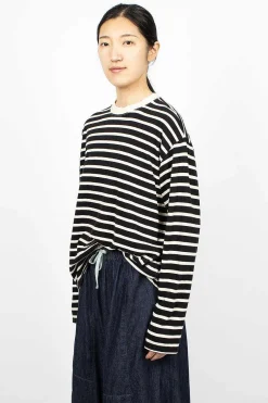 Ichi Antiquités Striped Pullover Black| Tops