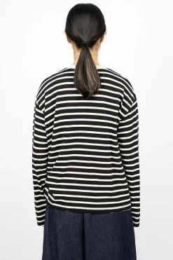 Ichi Antiquités Striped Pullover Black| Tops
