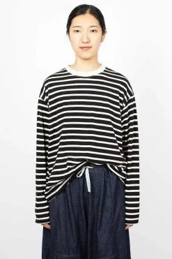 Ichi Antiquités Striped Pullover Black| Tops