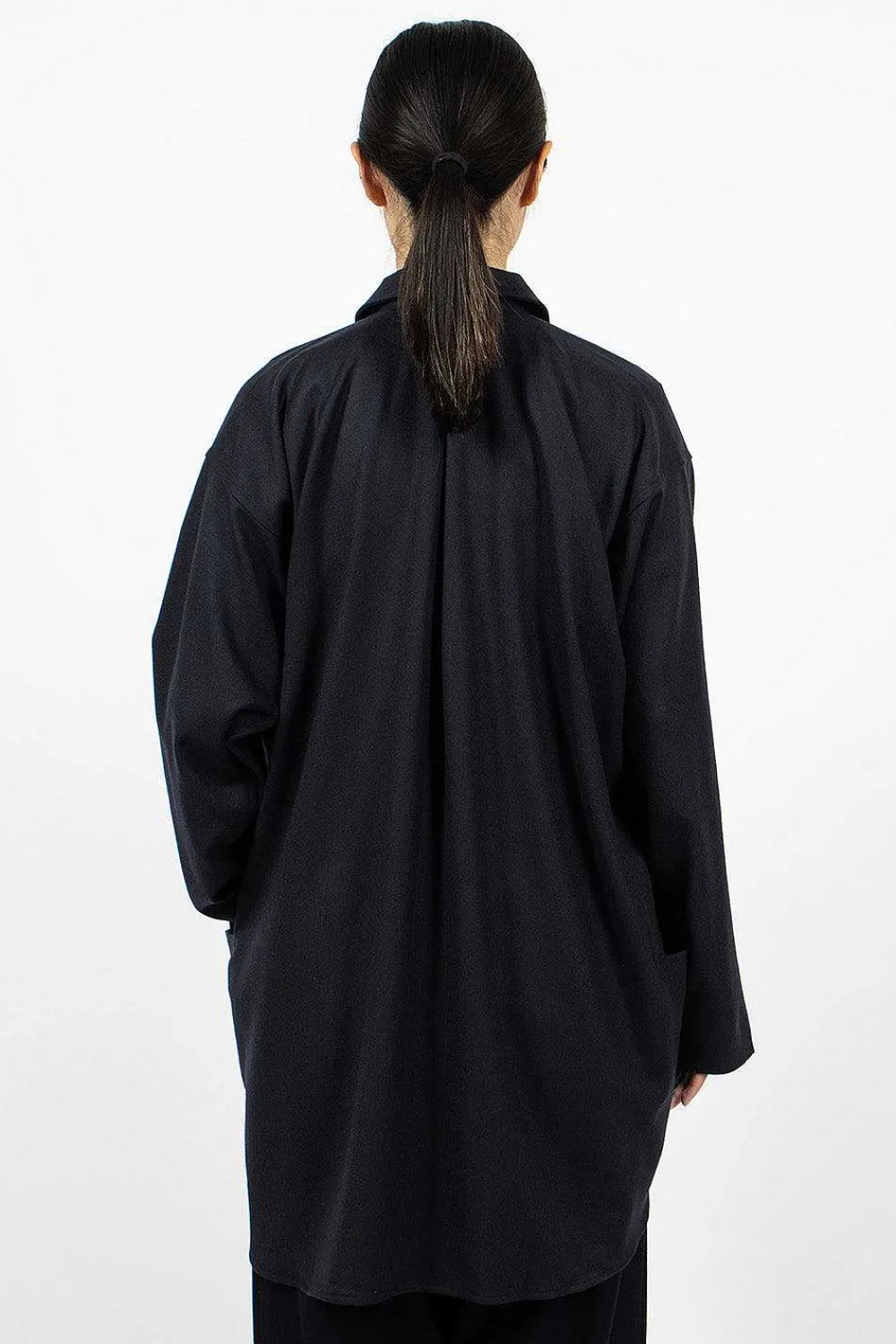6397 Tailored Artist Smock Navy| Tops