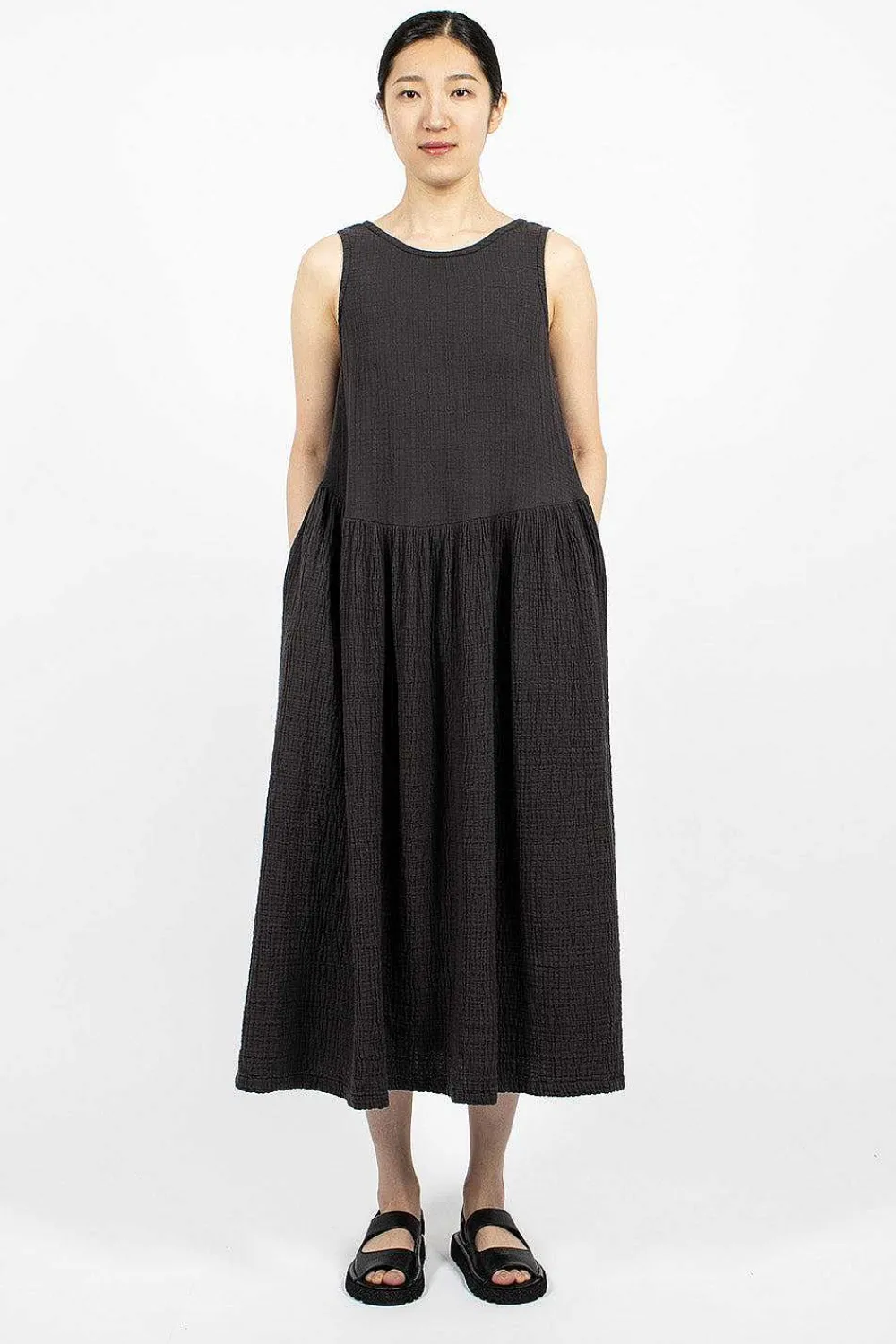 Black Crane Tank Dress Graphite| Dresses