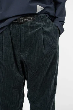 and wander Tapered Corduroy Trouser Blue Green| Trousers