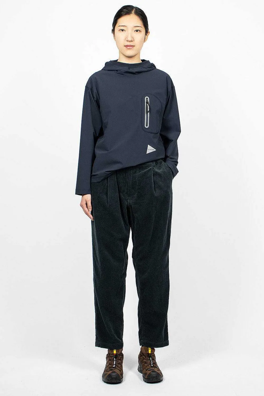 and wander Tapered Corduroy Trouser Blue Green| Trousers
