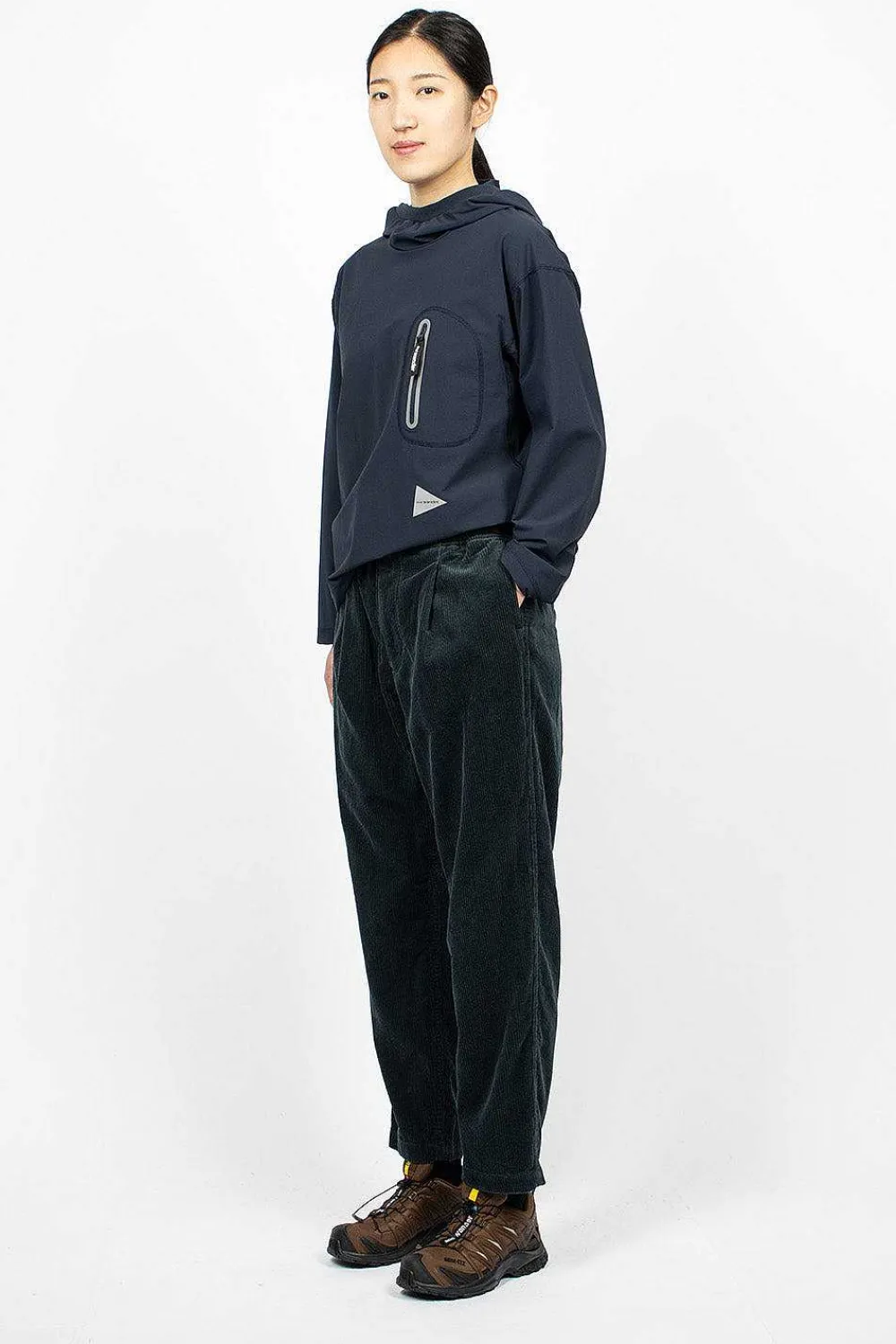 and wander Tapered Corduroy Trouser Blue Green| Trousers