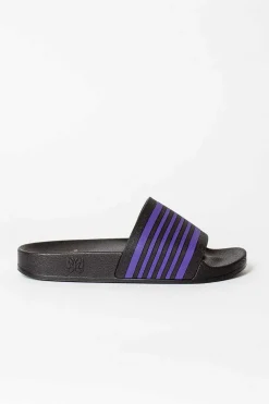 Needles Track Line Shower Sandals Black/Purple| Shoes