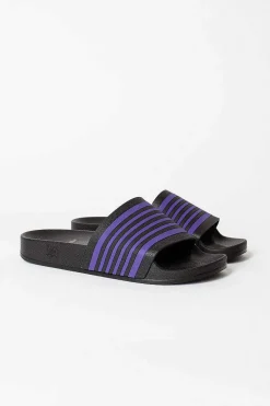 Needles Track Line Shower Sandals Black/Purple| Shoes