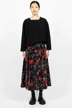 Engineered Garments FWK Tuck Velveteen Skirt Bird Print| Skirts