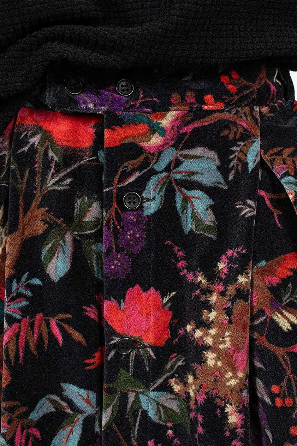 Engineered Garments FWK Tuck Velveteen Skirt Bird Print| Skirts