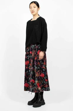 Engineered Garments FWK Tuck Velveteen Skirt Bird Print| Skirts