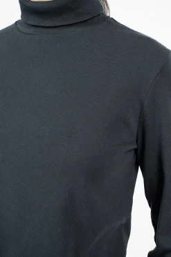 Black Crane Turtleneck Top Dark Navy| Tops