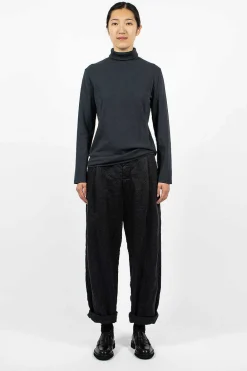Black Crane Turtleneck Top Dark Navy| Tops