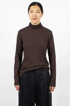 Black Crane Turtleneck Top Plum| Tops