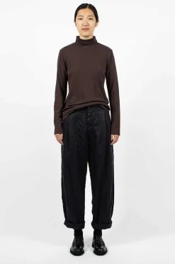 Black Crane Turtleneck Top Plum| Tops