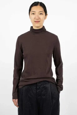 Black Crane Turtleneck Top Plum| Tops