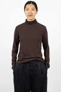 Black Crane Turtleneck Top Plum| Tops