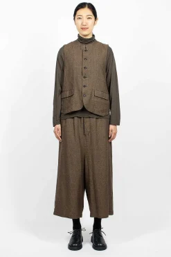 Vlas Blomme Two Tone Vest Brown Old Check| Outerwear