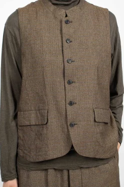 Vlas Blomme Two Tone Vest Brown Old Check| Outerwear