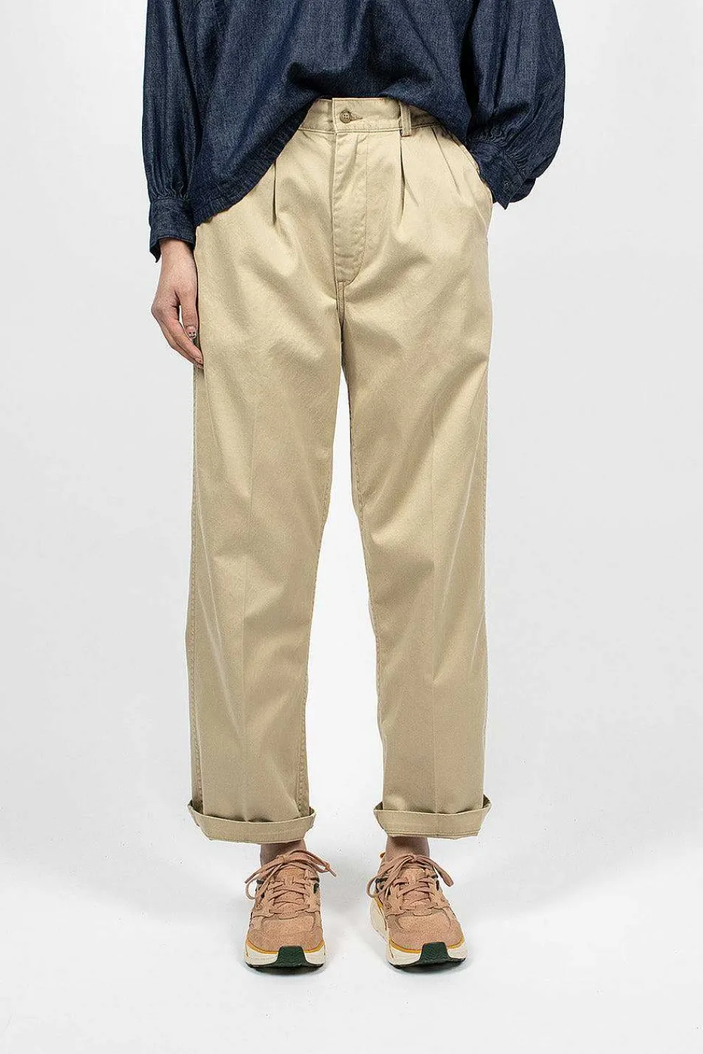 OrSlow Two Tuck Chino Khaki| Trousers