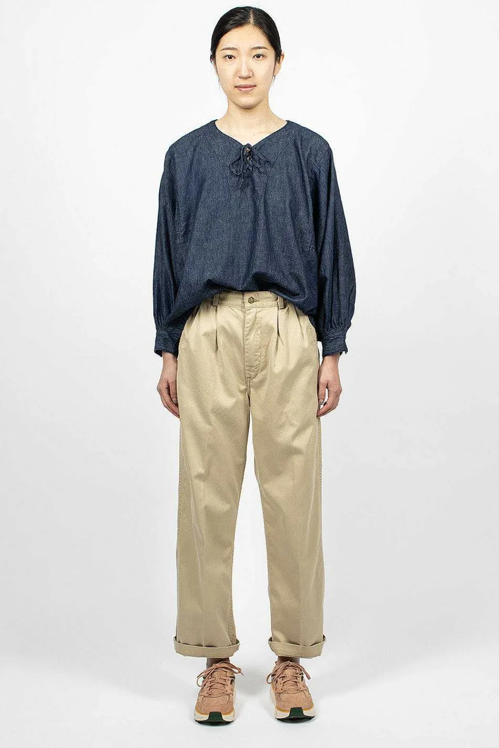 OrSlow Two Tuck Chino Khaki| Trousers