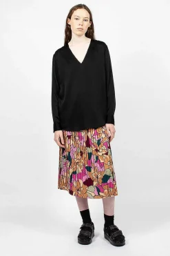 Dries Van Noten V Neck Blouse Black| Tops