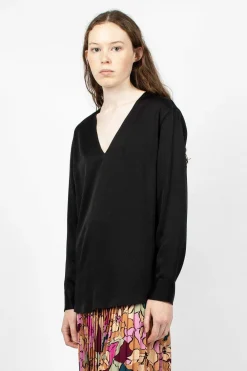 Dries Van Noten V Neck Blouse Black| Shirts