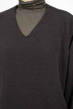 Vlas Blomme V Neck Pullover Brown/Black| Knitwear