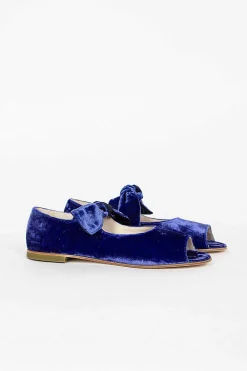 Daniela Gregis Velvet Ballerina Shoe Blue| Shoes