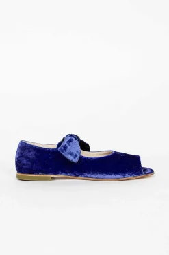 Daniela Gregis Velvet Ballerina Shoe Blue| Shoes