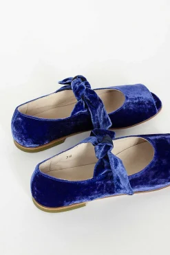Daniela Gregis Velvet Ballerina Shoe Blue| Shoes